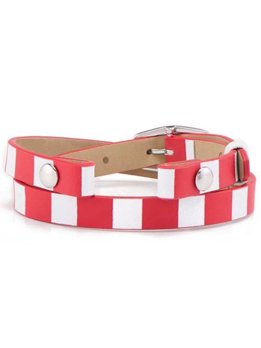 Origami Owl Red & White Striped Double Wrap Band